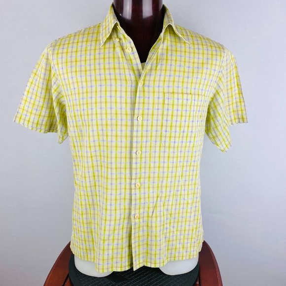 Bugatchi Mens Medium M Short Sleeve Button Down Collar Pocket Casual Shirt - Picture 1 of 8